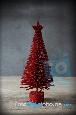 Christmas Red Pine Tree Stock Photo