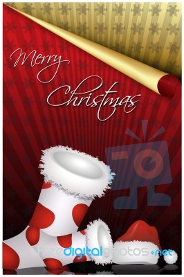 Christmas Stocking And Santa Hat Stock Image