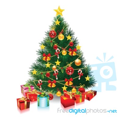 Christmas Tree With Gifts Stock Image