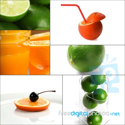 Citrus Fruits Collage Stock Photo