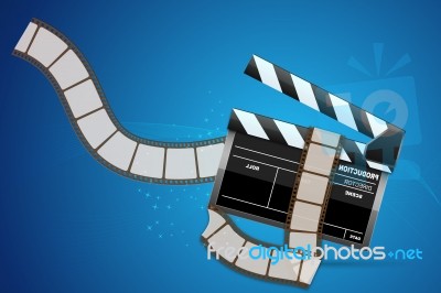 Clapperboard And Film Stock Image