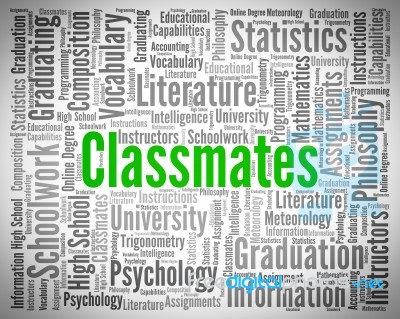 classmates word means colleague schoolmate and text stock image