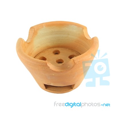 Clay Stove Pottery For Food Burning On White Background Stock Photo
