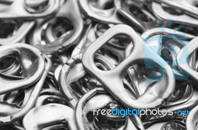 Close Up Of Metal Ring Pulls Stock Photo