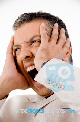 Close Up Of Shouting Businessman Stock Photo