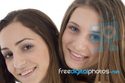 Close Up Of Young Female Friends Stock Photo