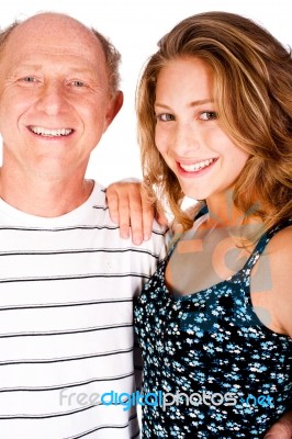 Close-up Portrait Of Happy Father And Daughter Stock Photo