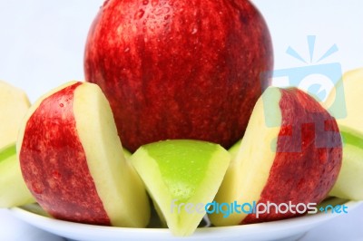 Close Up Red & Green Apple Stock Photo