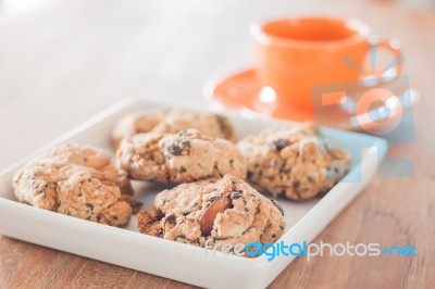 Closeup Mixed Nut Cookies With Espresso Shot Stock Photo