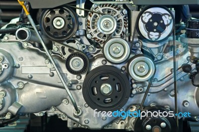 Closeup Of Car Engine Stock Photo