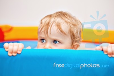 Closeup Of One Year Baby Boy Stock Photo