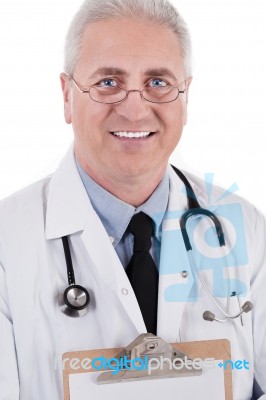 Closeup Portrait Of Senior Doctor Stock Photo