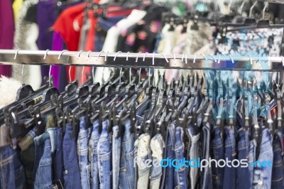 Clothes Rack - Clothing Store Stock Photo