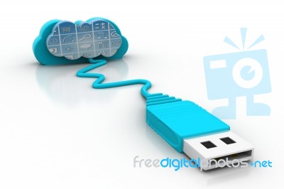 Cloud Computing Concept. Apps And Usb Stock Image