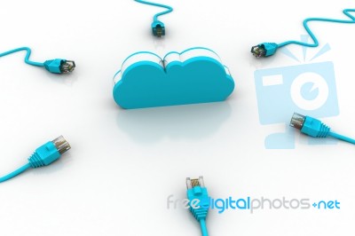 Cloud Computing Concept. Plugs On White Background. 3d Stock Image