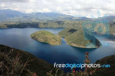 Clouds And Shadows On Lake Cuicocha Stock Photo