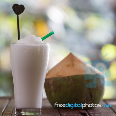 Coconut Milk Smoothie Cocktail Stock Photo