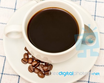 Coffee Beans Cafe Shows Decaf Roasted And Freshness Stock Photo