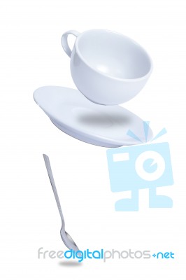 Coffee Cup Falling Stock Photo