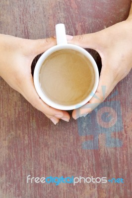 Coffee Cup In Woman Hand Stock Photo