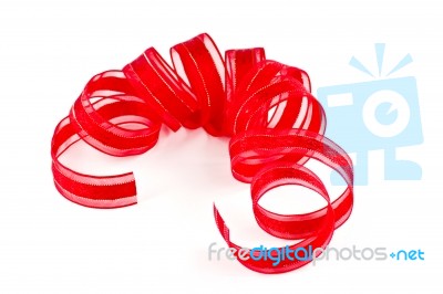 Coiled Red Ribbon Stock Photo