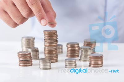 Coin Heap Scatter Stock Photo