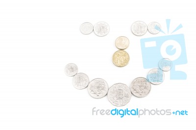 Coins On White Stock Photo