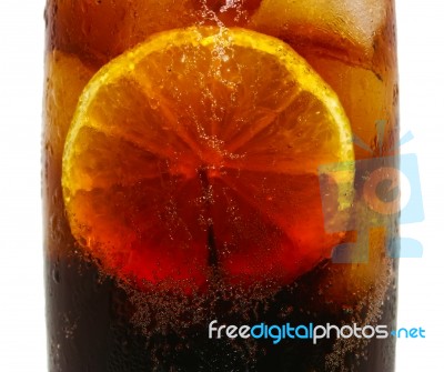 Cold Drink Of Cola With Lemon Stock Photo