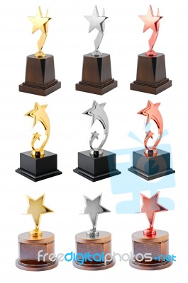 Collection Of Award Trophy Stock Photo