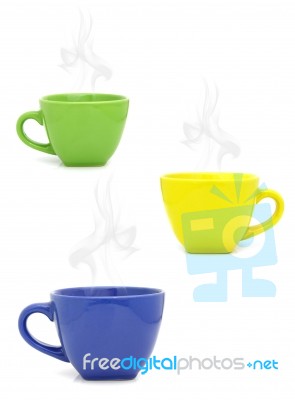 Color Cup With Hot Drink Stock Photo