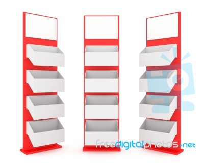 Color Red Shelves Stand Design Stock Image