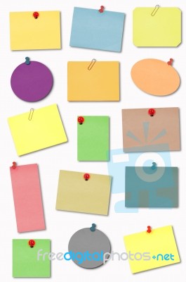 Colored Notes On White Background Stock Photo