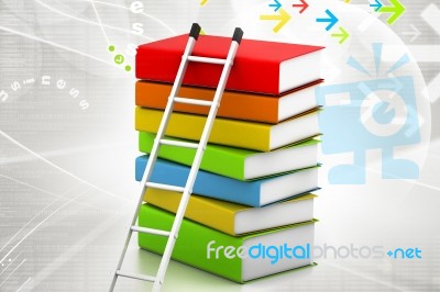 Colorful Books And Ladder Stock Image