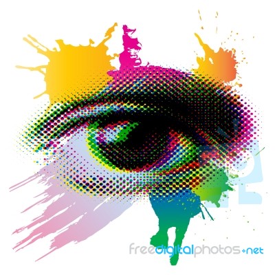 Colorful Halftone Screen Eye Stock Image