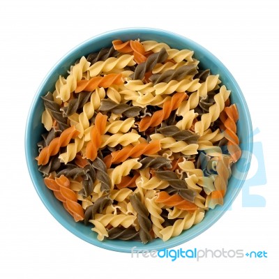 Colorful Pasta In Bowl Isolated Stock Photo