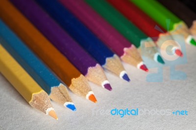 Colorful Pencil On Paper Stock Photo