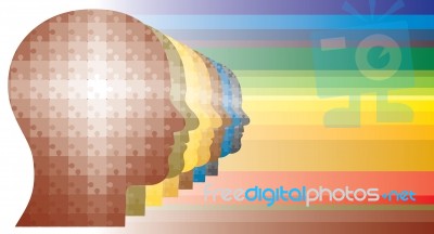 Colorful Puzzle Head Of Men Stock Image