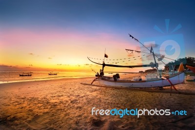 Colorful Sunset In Bali Stock Photo