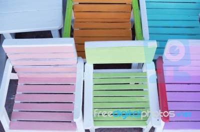 Colorful Wooden Bench Stock Photo