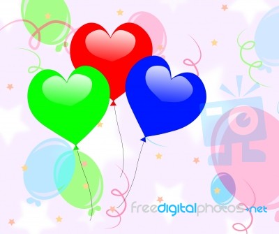 Colourful Heart Balloons Mean Romantic Party Or Celebration Stock Image