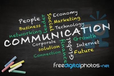 Communication Concept On Blackboard Stock Image