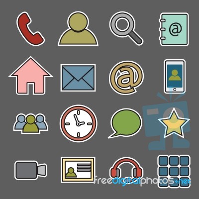 Communication Sticker Icons Stock Image