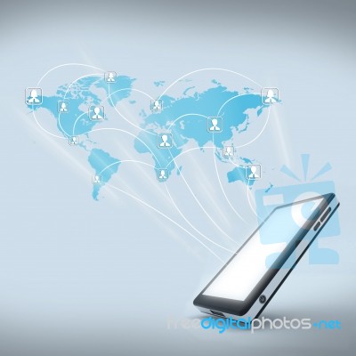 Communication Technology With Mobile Phone Stock Image