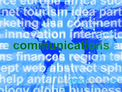 Communications Word On Map Stock Image