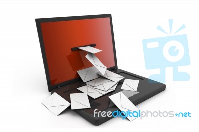 Computer And Envelop Stock Image