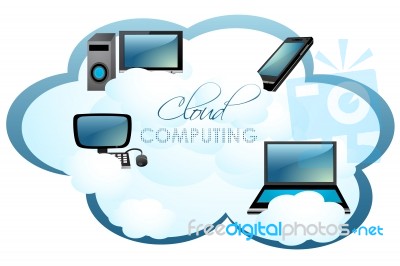 Computers In Cloud Stock Image