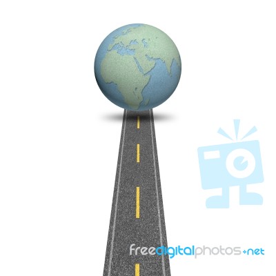 Concept Globes Road Stock Photo
