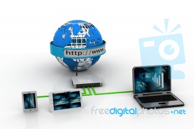 Concept Of Home Network. Sync Devices Stock Image