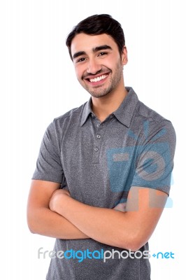 Confident Young Casual Guy, Studio Shot Stock Photo