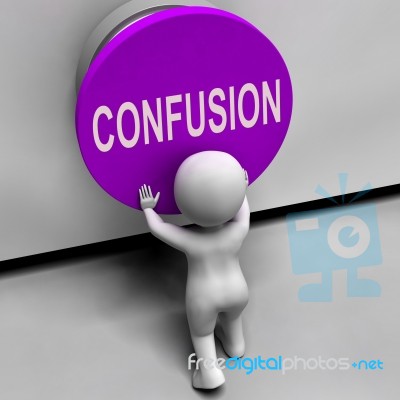 Confusion Button Means Puzzled Bewildered And Perplexed Stock Image